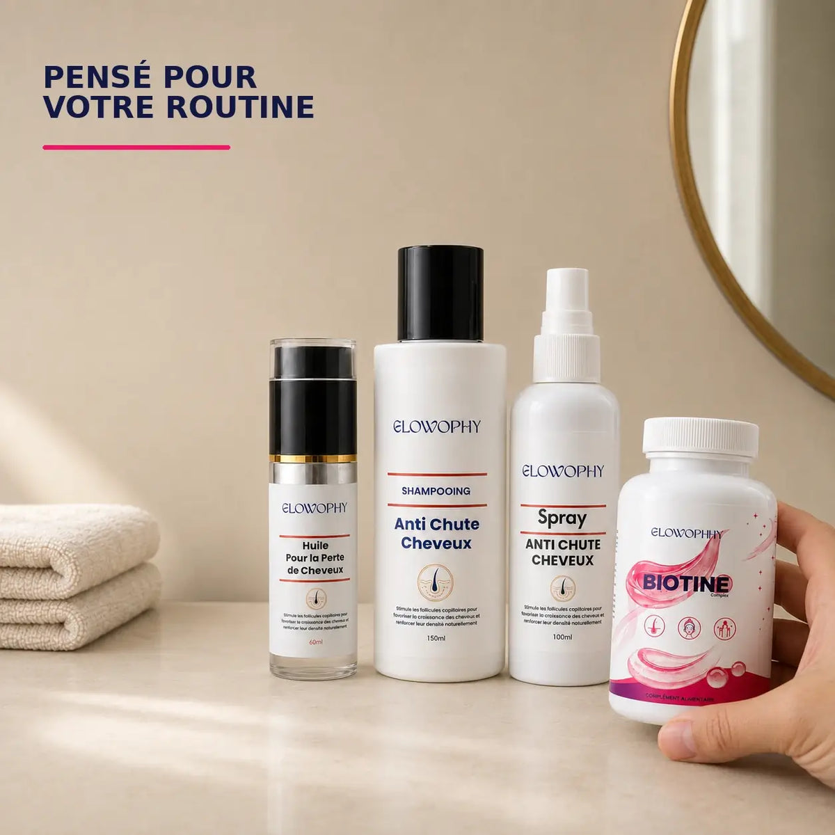 Biotine Complex et soins capillaires Glowophy dans une routine quotidienne