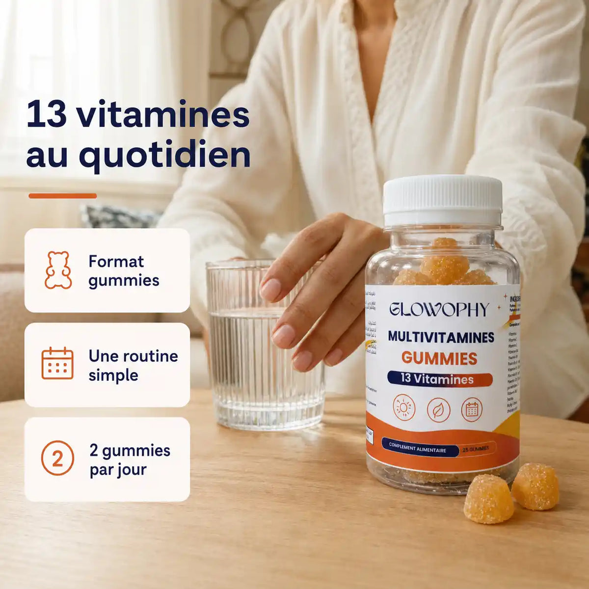 Glowophy Multivitamines Gummies – routine quotidienne avec 2 gummies