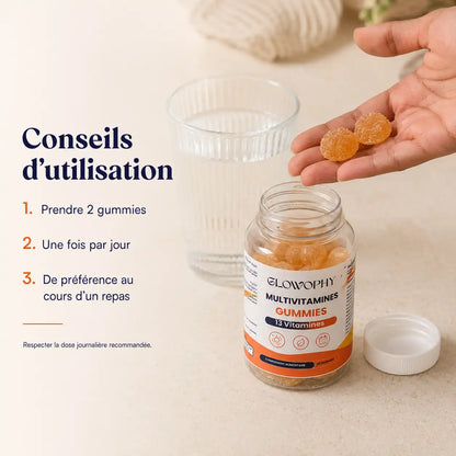 Comment prendre Glowophy Multivitamines – 2 gummies par jour