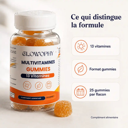 Glowophy Multivitamines Gummies – 13 vitamines et 25 gummies