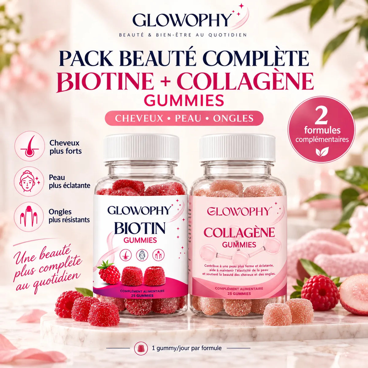 Pack Biotine + Collagène Gummies – Cheveux, Peau & Ongles