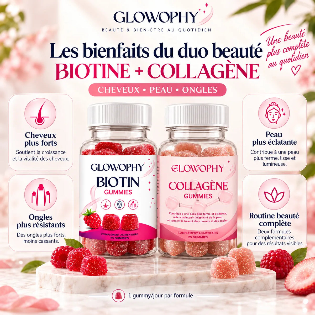 Pack Biotine + Collagène Gummies – Cheveux, Peau & Ongles