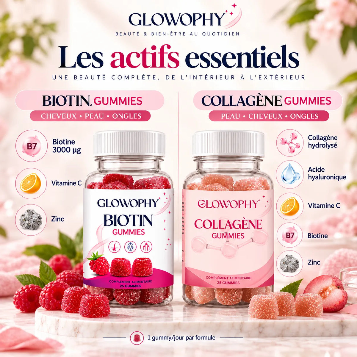 Pack Biotine + Collagène Gummies – Cheveux, Peau & Ongles